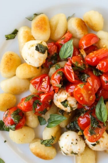 Easy Caramelized Gnocchi with Cherry Tomatoes and Mozzarella from TheFoodCharlatan.com