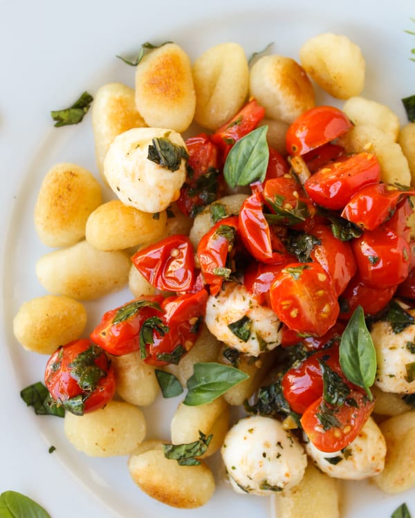 Easy Caramelized Gnocchi with Cherry Tomatoes and Mozzarella from TheFoodCharlatan.com