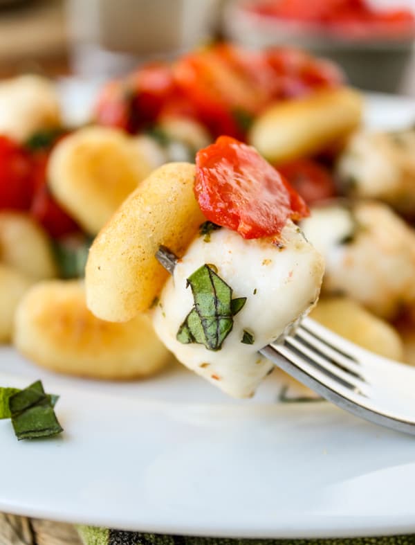 Easy Caramelized Gnocchi with Cherry Tomatoes and Mozzarella