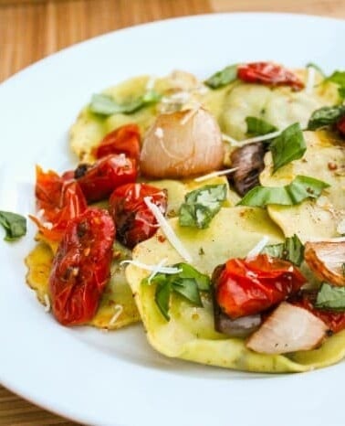 Ravioli with Cherry Tomatoes and Basil from The Food Charlatan
