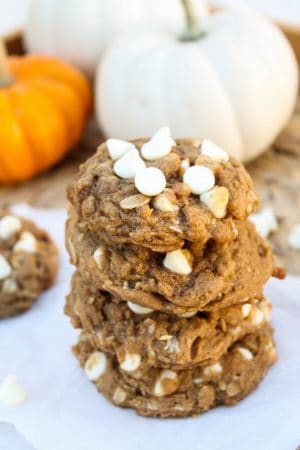 Pumpkin Oatmeal White Chocolate Chip Cookies from The Food Charlatan
