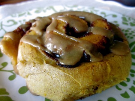 Pumpkin Cinnamon Rolls with Caramel Frosting