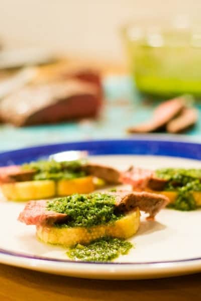 Steak and Chimichurri Toasts from The Food Charlatan