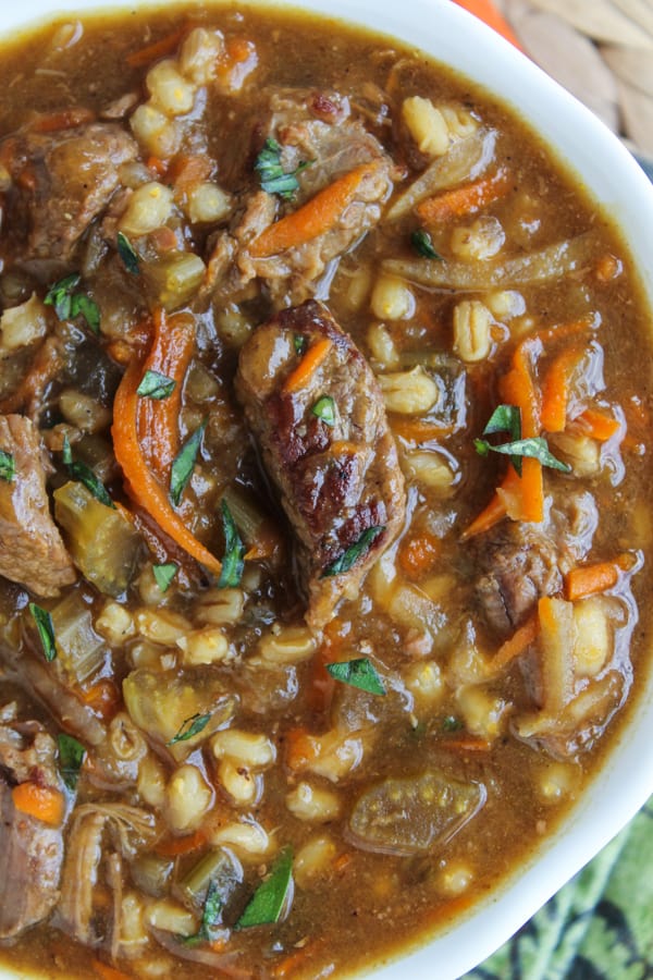 Crockpot Beef Barley Soup from The Food Charlatan.