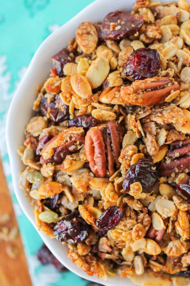 Maple Pecan Granola with Cherries from TheFoodCharlatan.com