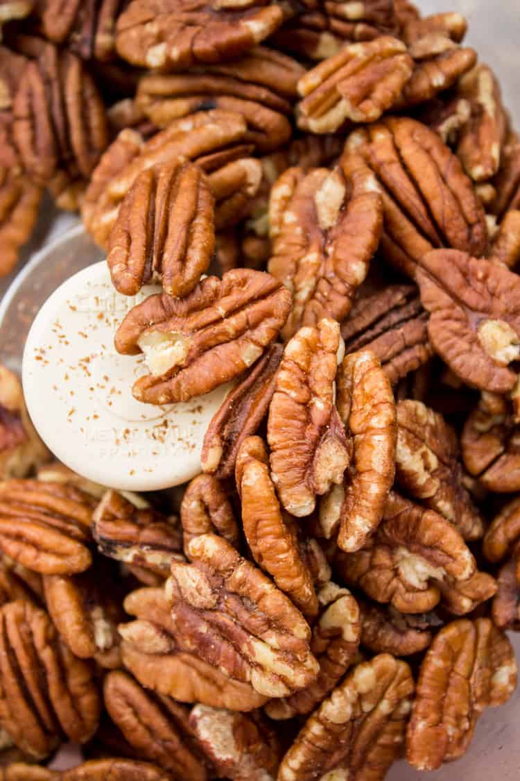 Whole pecans in food processor