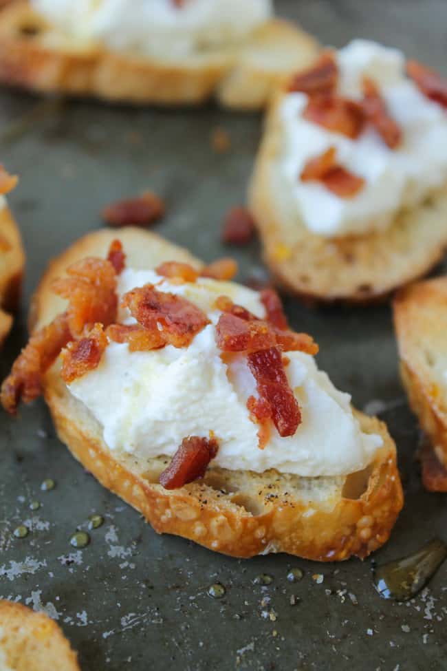 Bacon Ricotta Crostini from The Food Charlatan