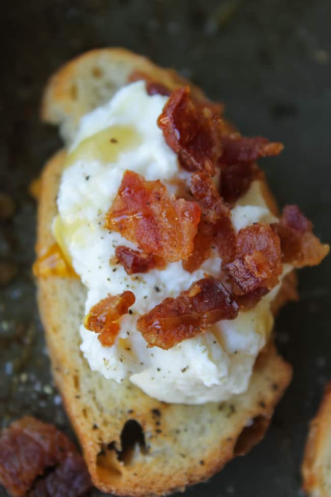 Bacon Ricotta Crostini from The Food Charlatan