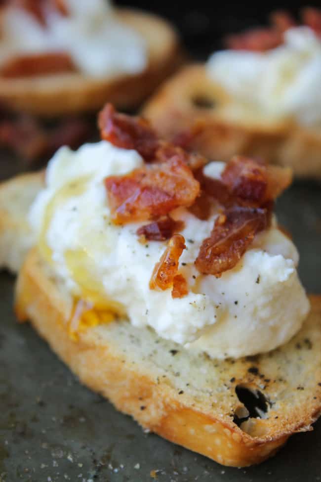 Bacon Ricotta Crostini from The Food Charlatan