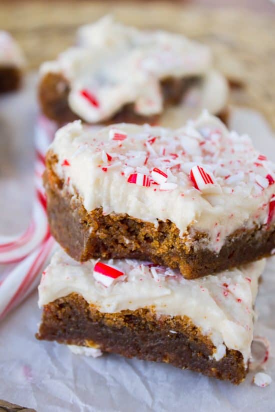 Frosted Peppermint Gingerbread Bars (Candy Lasses Bars) The Food