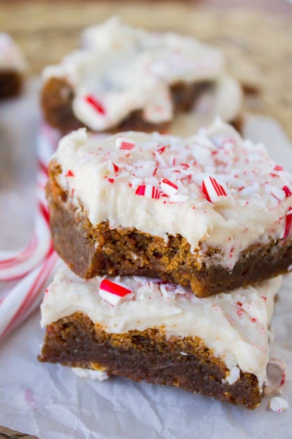 Frosted Peppermint Gingerbread Bars (Candy Lasses Bars) The Food