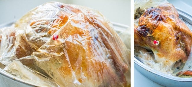 Turkey in oven bag with pop-up thermometer