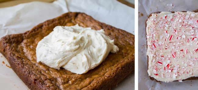 Frosted Peppermint Gingerbread Bars from The Food Charlatan