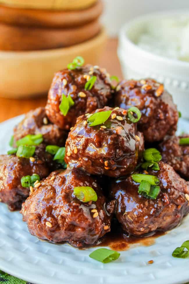 Stack of balsamic meatballs