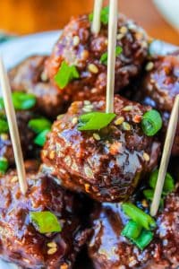 Slow Cooker Raspberry Balsamic Meatballs from The Food Charlatan