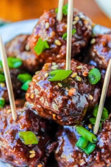 Slow Cooker Raspberry Balsamic Meatballs from The Food Charlatan