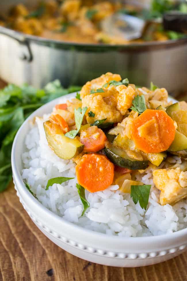 bowl of veggie curry and rice