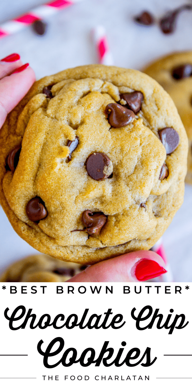 hand holding a chocolate chip cookie.