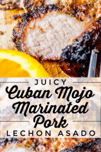 cuban mojo pork shoulder sliced with a fork
