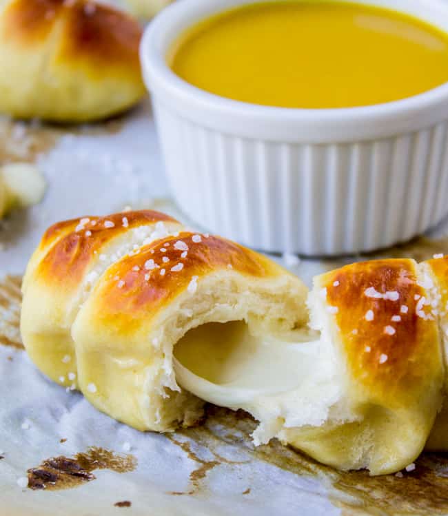 Mozzarella-Stuffed Soft Pretzels from The Food Charlatan