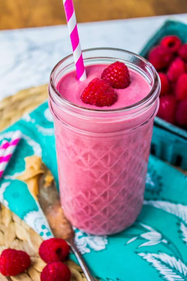 Raspberry Peanut Butter Smoothie from The Food Charlatan