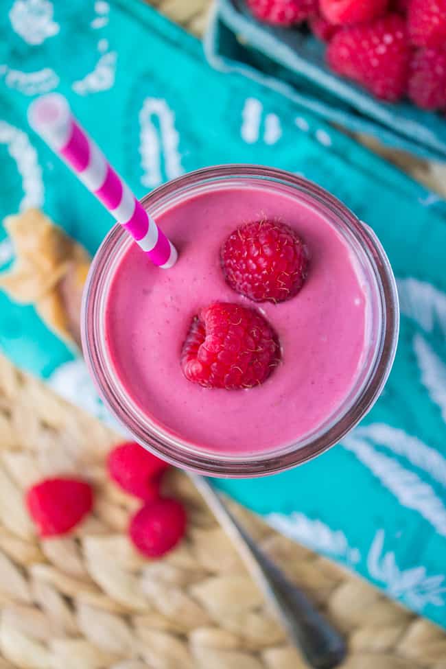 Raspberry Peanut Butter Smoothie from The Food Charlatan