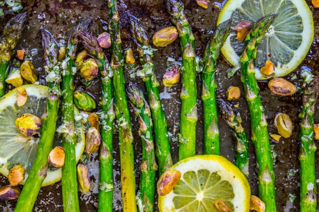 Lemon Asparagus with Pistachios from The Food Charlatan