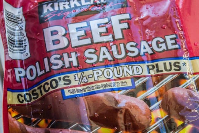 Beef polish hot dogs, Kirkland brand.