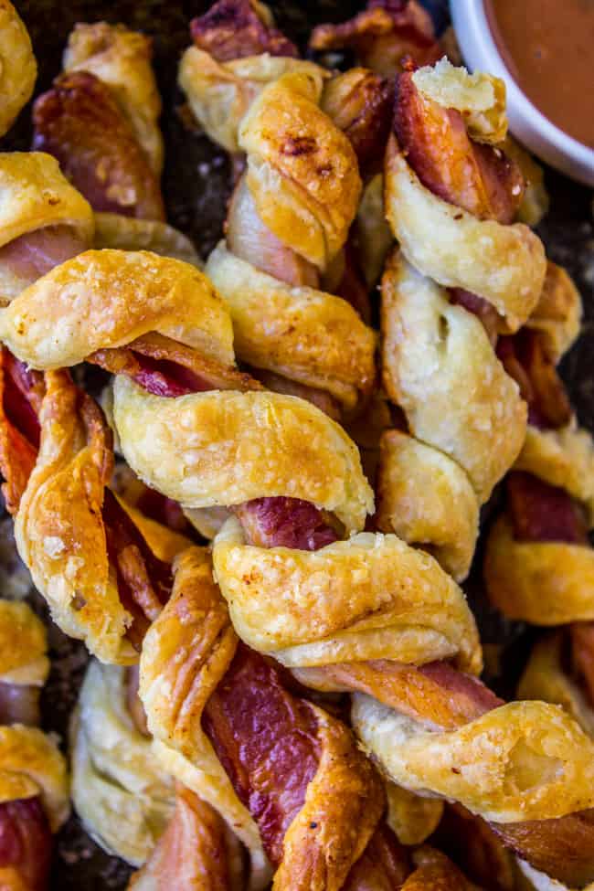 Puffy Bacon Twists (with BBQ Ranch Sauce) from The Food Charlatan