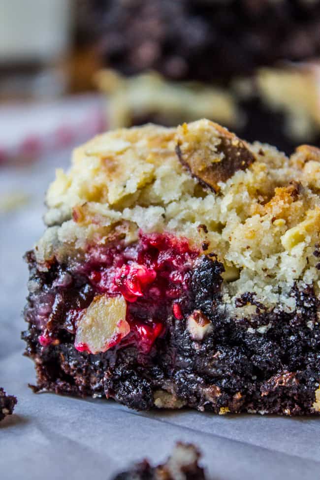 Raspberry Almond Crumb Brownies from The Food Charlatan