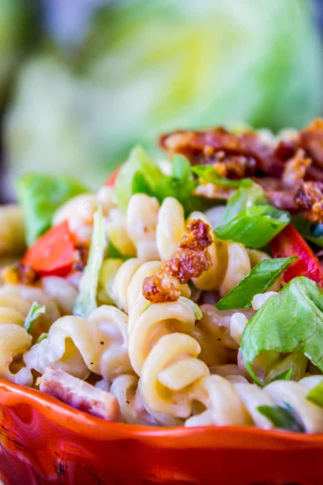 a bowl of BLT pasta salad.