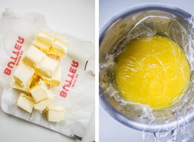 cubing butter and chilling lemon curd.