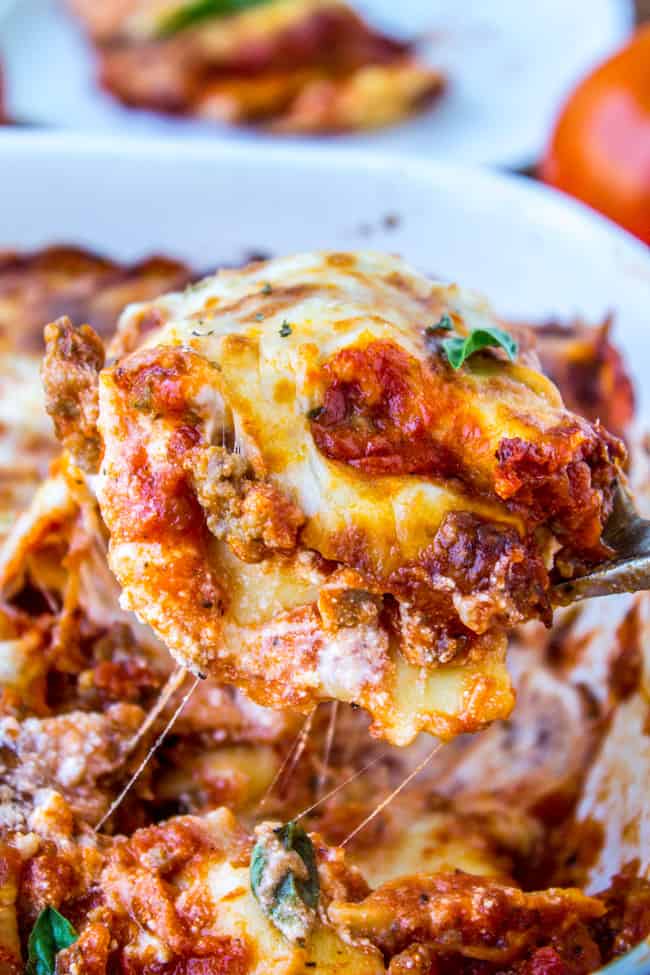 Easy Ravioli Lasagna (Make-Ahead Freezer Meal) - The Food Charlatan