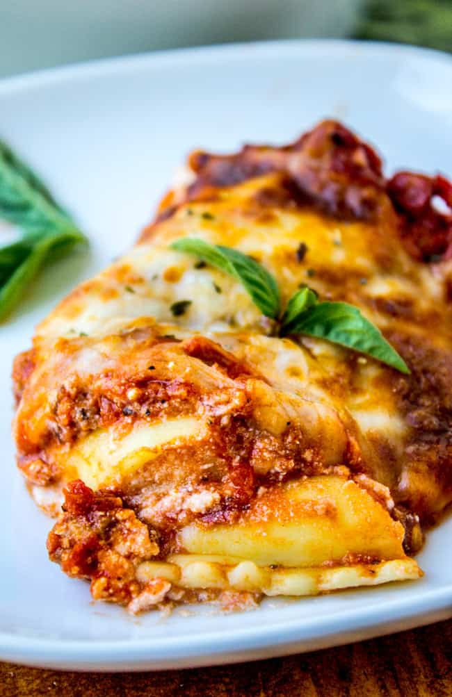 a piece of ravioli lasagna.