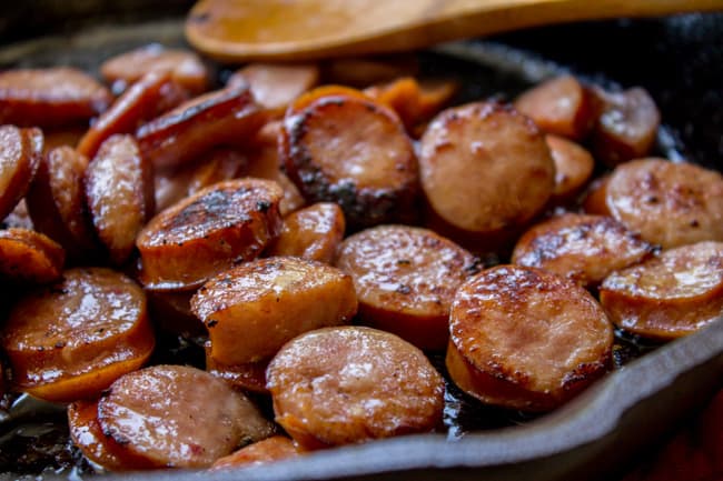 Cauliflower Rice Skillet with Zucchini and Kielbasa from The Food Charlatan