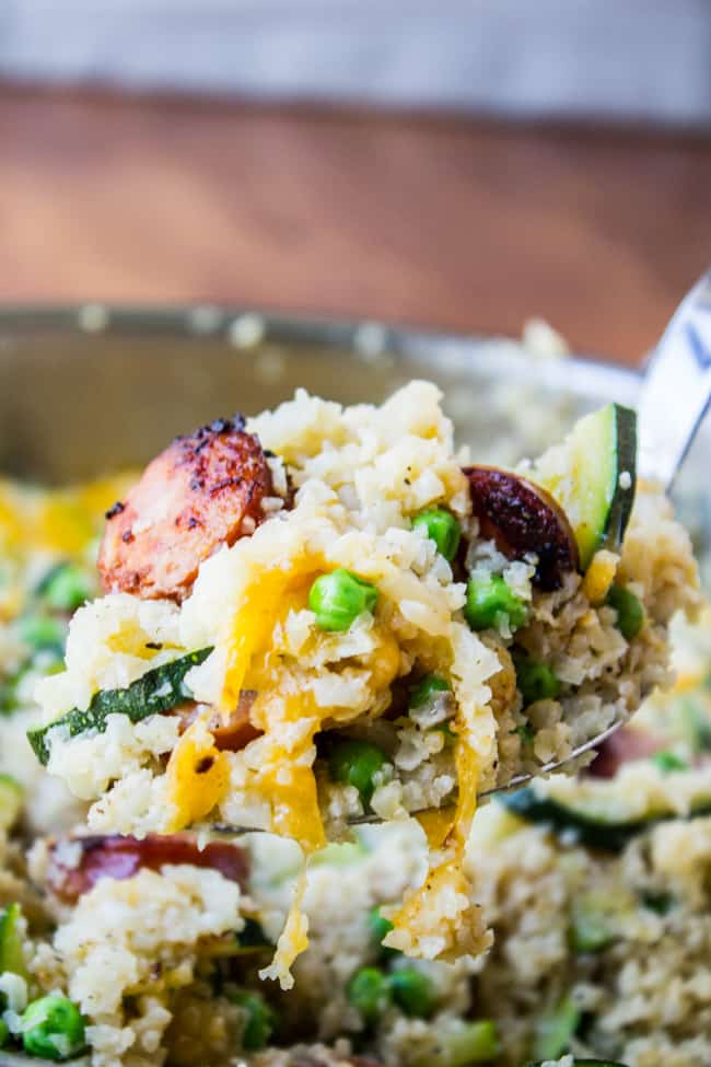 Cauliflower Rice Skillet with Zucchini and Kielbasa from The Food Charlatan