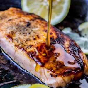 Pan-Seared Salmon with Maple Glaze and Pistachios from The Food Charlatan