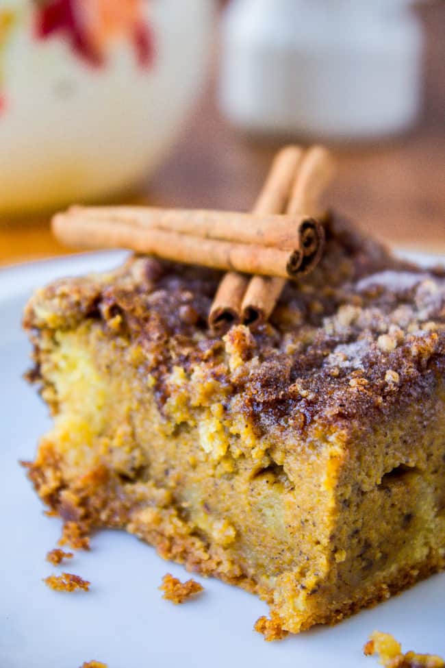 Pumpkin Pie Cake topped with cinnamon sticks