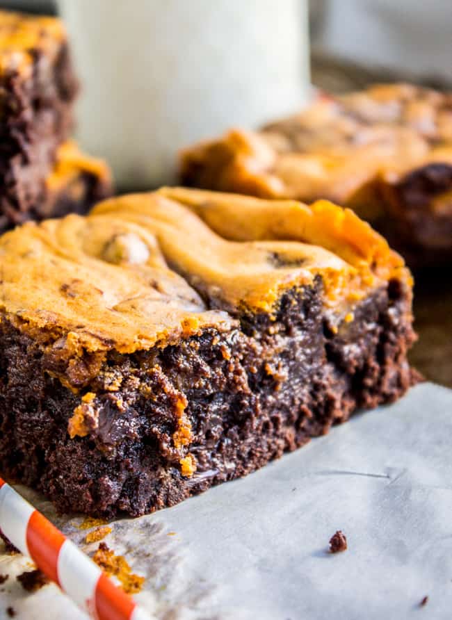 Pumpkin Cream Cheese Swirl Brownies from The Food Charlatan