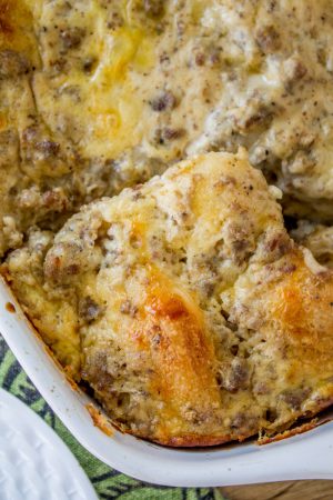 Overnight Biscuits and Gravy Casserole from The Food Charlatan