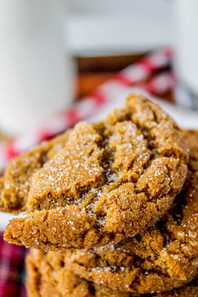 Stack of gingersnap cookies.