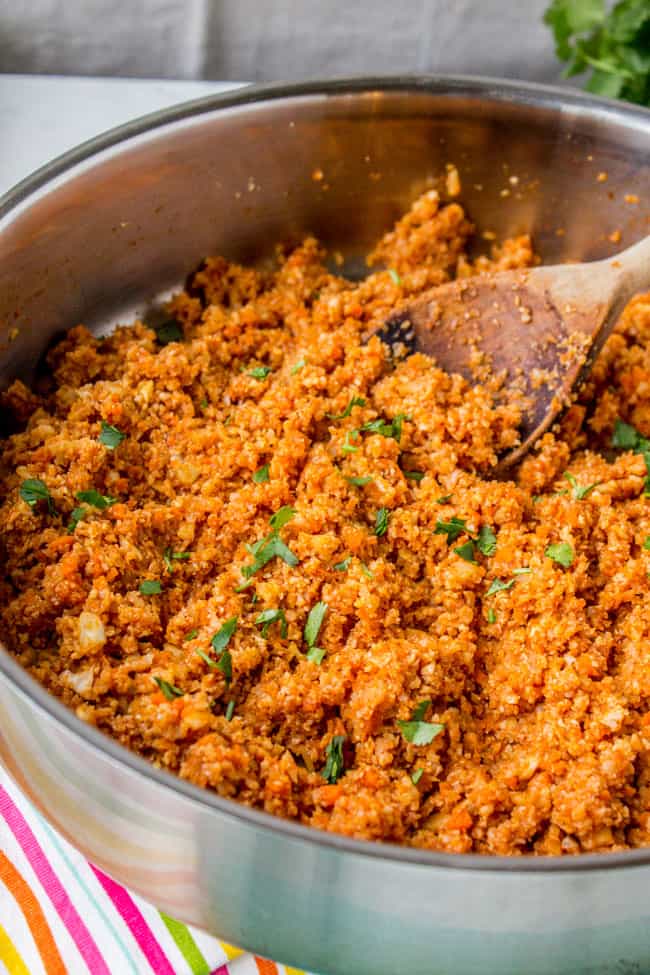 Spanish Cauliflower Rice (to eat with Mexican Food) - The Food Charlatan