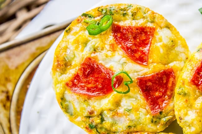 Pizza Egg Muffins (Make Ahead Weekday Breakfast!) from The Food Charlatan
