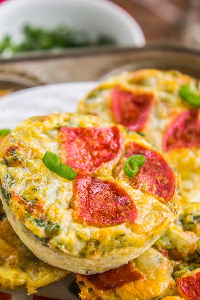 Pizza Egg Muffins (Make Ahead Weekday Breakfast!) from The Food Charlatan