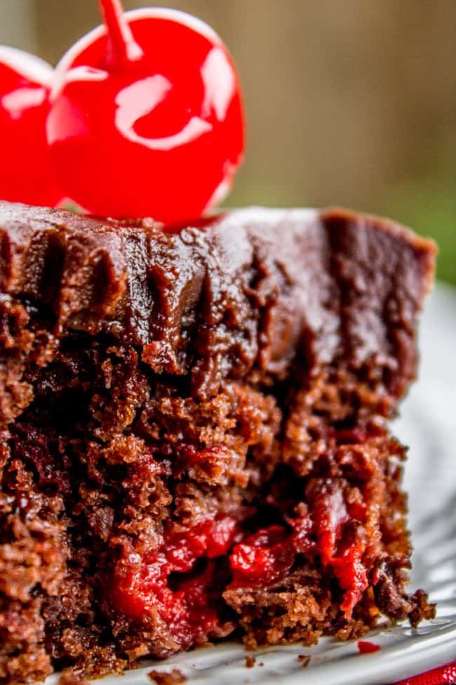 Chocolate Cherry Sheet Cake with Fudge Frosting from The Food Charlatan