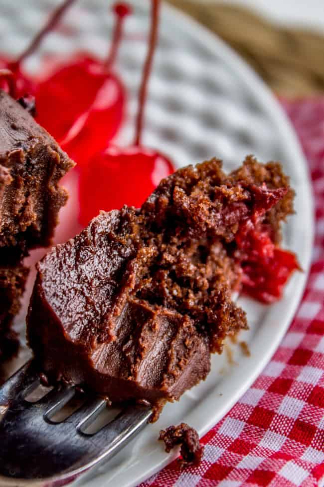 Chocolate Cherry Sheet Cake with Fudge Frosting from The Food Charlatan