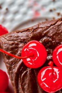 Chocolate Cherry Sheet Cake with Fudge Frosting from The Food Charlatan