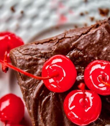 Chocolate Cherry Sheet Cake with Fudge Frosting from The Food Charlatan