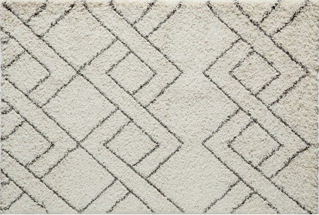 a geometrically patterned rug. 