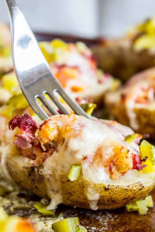 Reuben-Stuffed Twice Baked Potatoes from The Food Charlatan